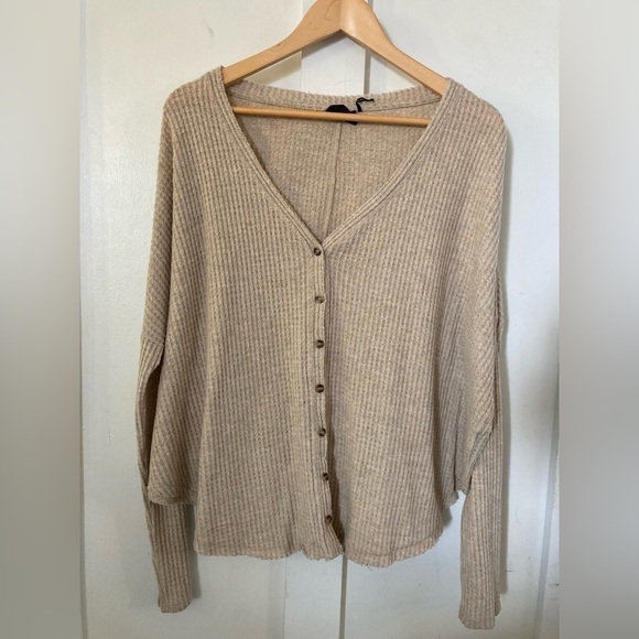 Urban Outfitters Sweaters - OUT from under Urban Outfitters waffle knit cardigan sweater medium tan